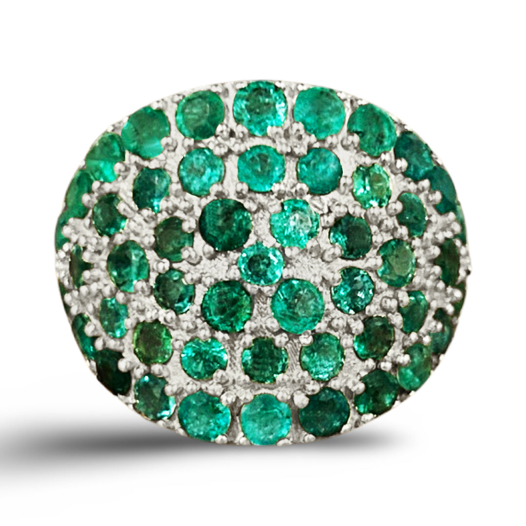 Pave Dome Ring Emerald
