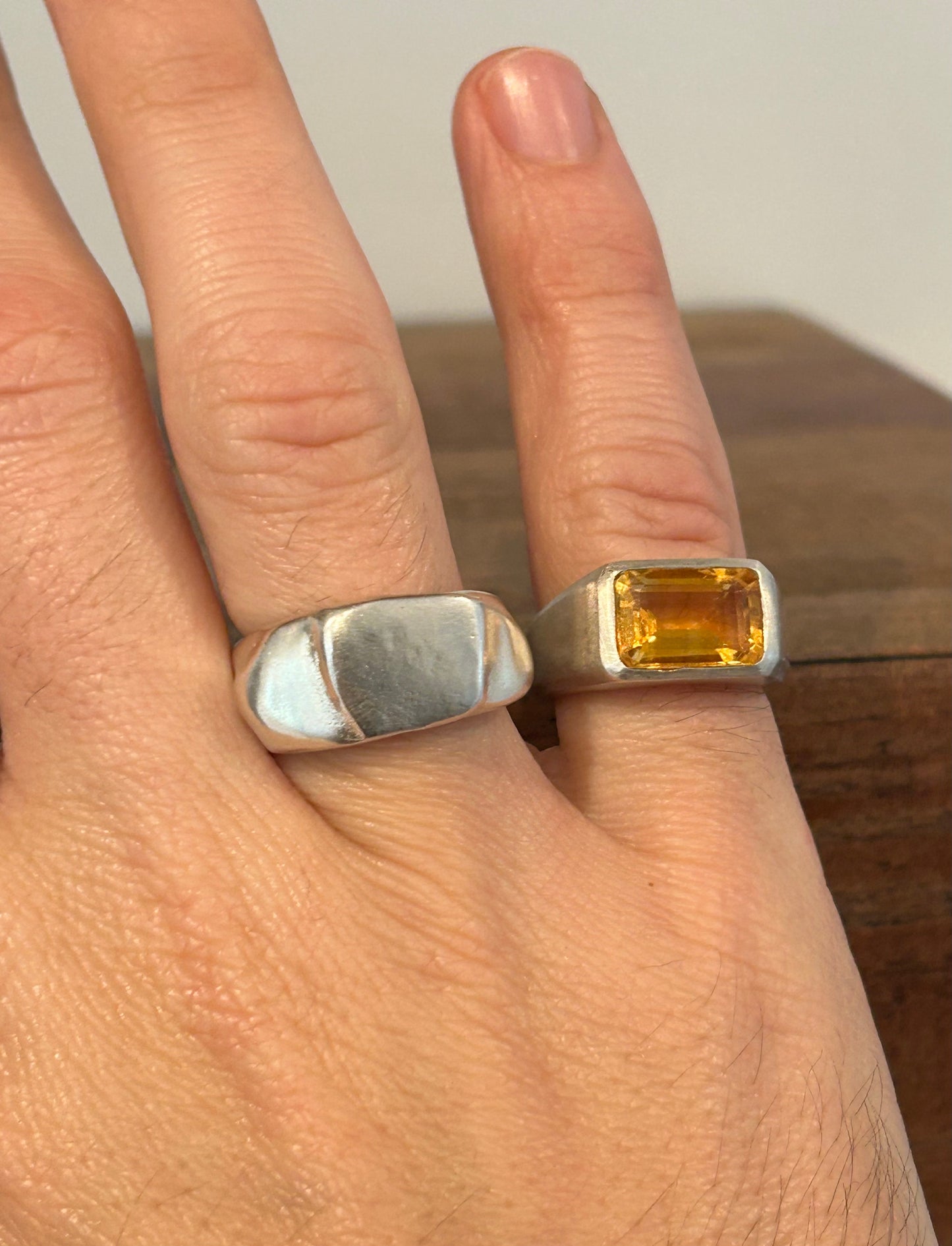 Organic Scraped Signet - Silver