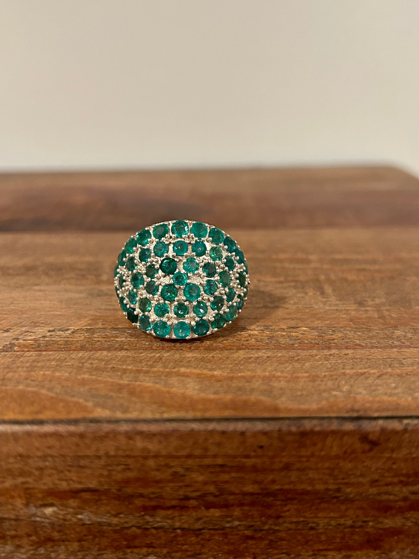 Pave Dome Ring Emerald