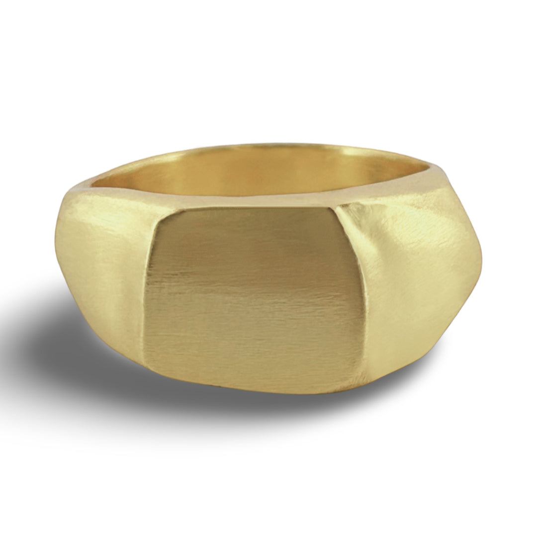 Organic Scraped Signet - 18kt