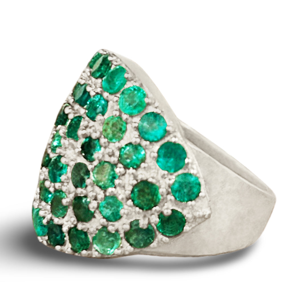 Pave Dome Ring Emerald