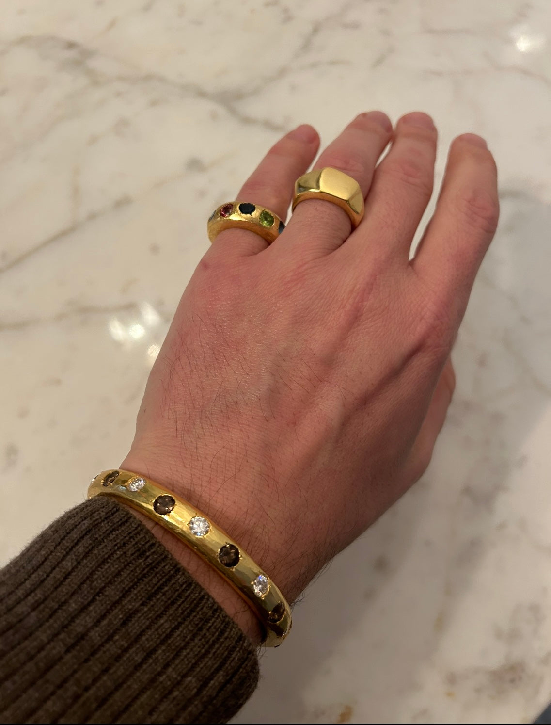 Organic Scraped Signet - 18kt