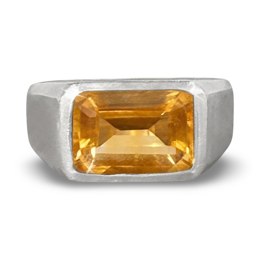 Narrow Signet Gypsy Ring - Citrine