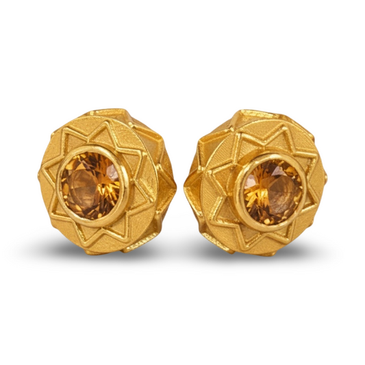 Eli Stud Earrings - 18kt Citrine