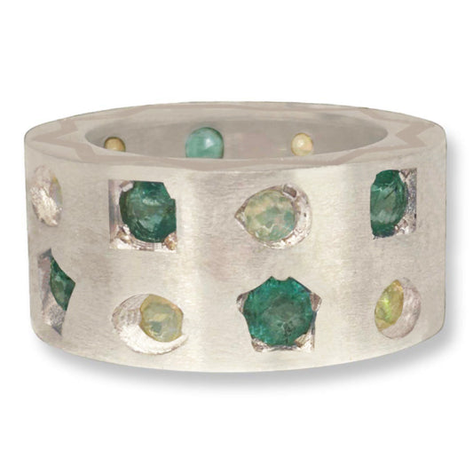 Constellation Ring - Emerald and Opal