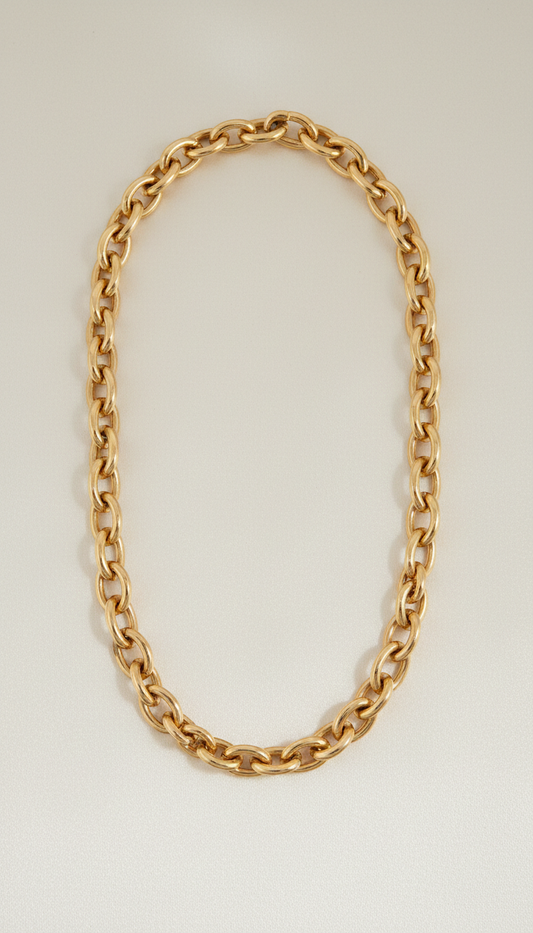 Gold Link Necklace with T-Bar Clasp